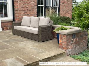 Soho 3 Seater Sofa with 2 Armchairs and Coffee Table in Brown Rattan
