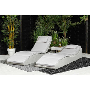 Display Set - Kensington Set of 2 Sun Loungers with Side Table in Grey Rattan