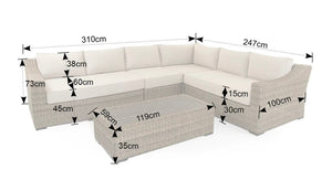 Display Item - Notting Hill  Extra Large Modular Corner Sofa with Coffee Table in Brown Rattan