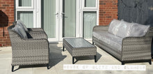 Load image into Gallery viewer, Camden Display Set 3 Seater Sofa with 2 Armchairs and Coffee Table in Grey Rattan