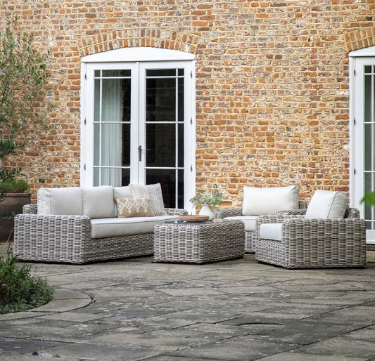 Diamond Deluxe Garden Collection - Rounded Weave Rattan Corner Garden Sofa Set