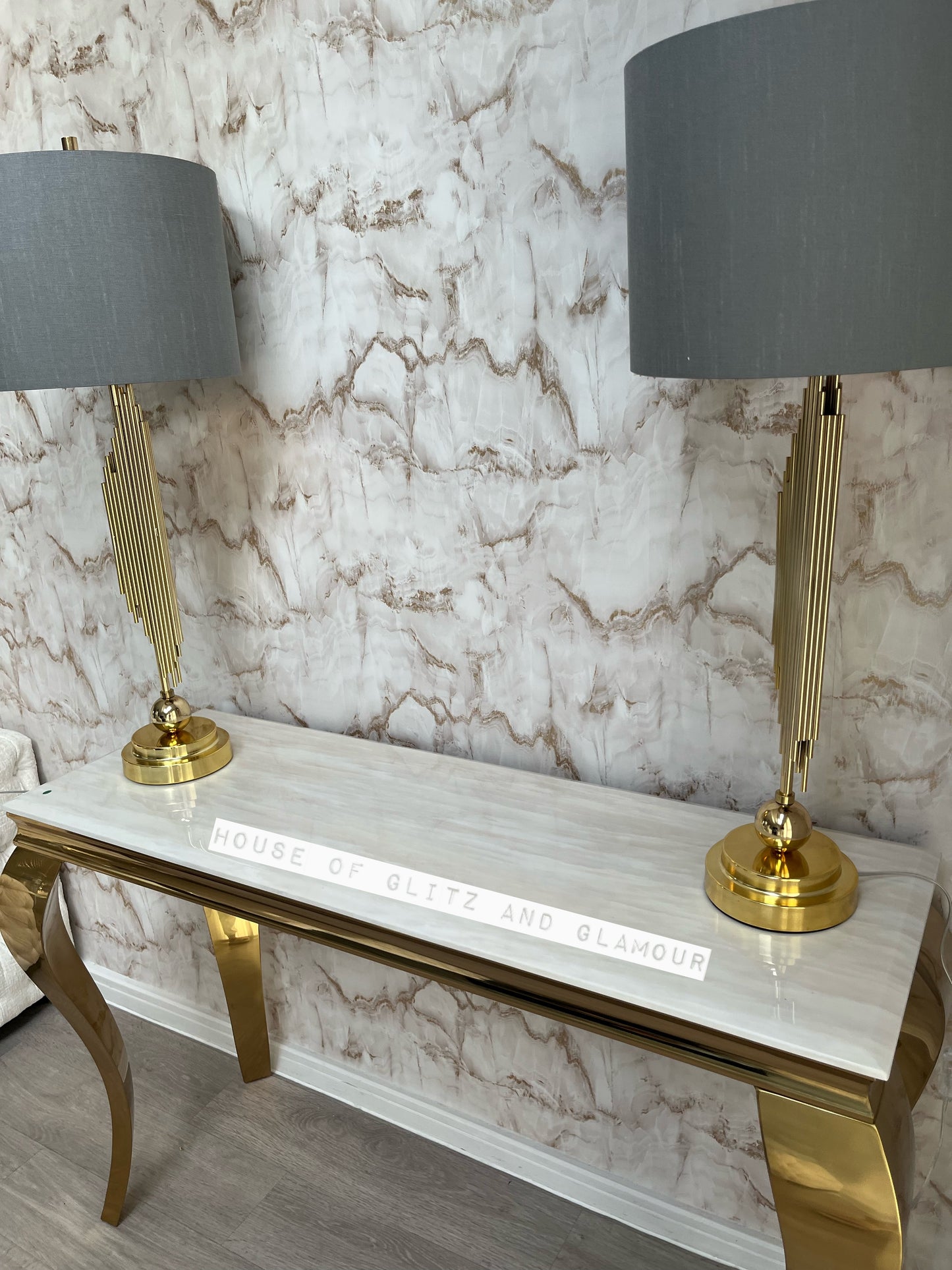 Louis Cream Marble Console Table With Gold Legs 120cm x 40cm x 75cm