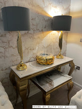 Load image into Gallery viewer, Louis Cream Marble Console Table With Gold Legs 120cm x 40cm x 75cm