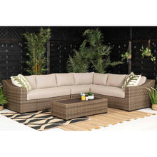 Load image into Gallery viewer, Display Item - Notting Hill  Extra Large Modular Corner Sofa with Coffee Table in Brown Rattan