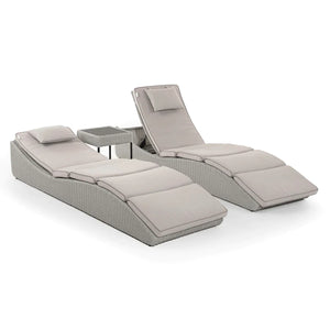 Display Set - Kensington Set of 2 Sun Loungers with Side Table in Grey Rattan