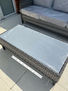 Camden Display Set 3 Seater Sofa with 2 Armchairs and Coffee Table in Grey Rattan