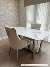 Load image into Gallery viewer, Display Item - Luca 1.6 Chrome Dining Table with Ice White Sintered With 2 Ivory Chelsea Dining Chairs Stone Top