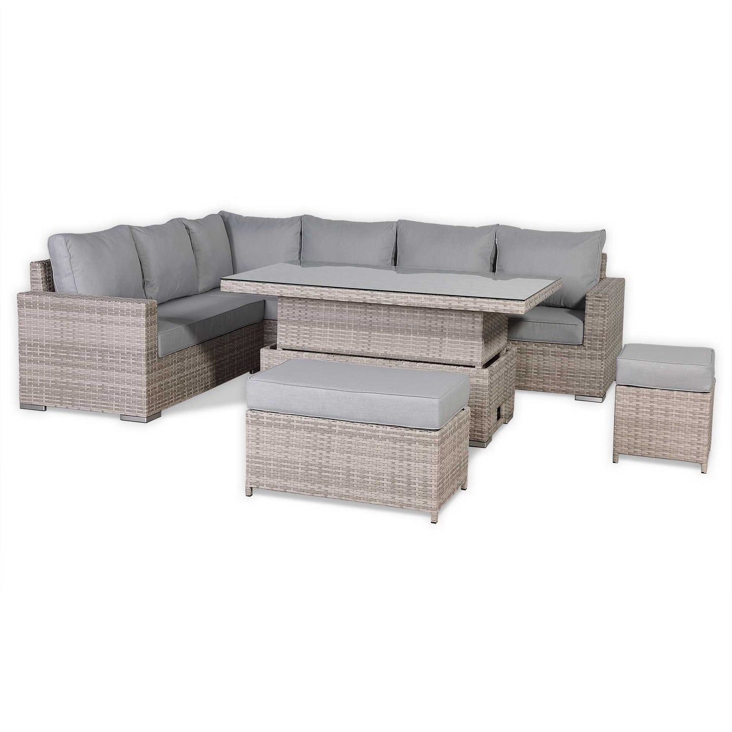 St Tropez High Back Left Hand Rattan Corner Sofa Set with Choice of Tables | April Pre-Order