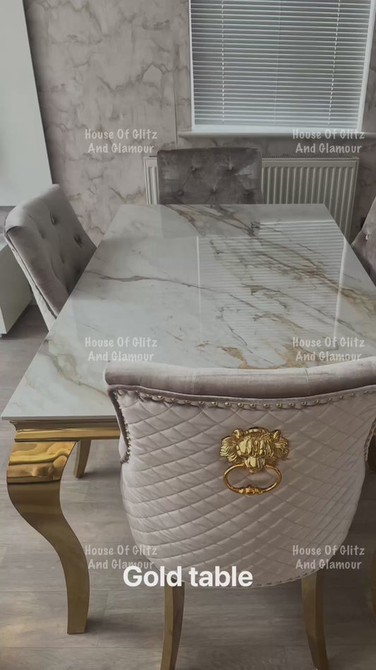 Louis Kata Gold Ceramic & Gold Dining Table