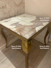 Load image into Gallery viewer, Louis Cream Side Table With Gold Legs And Pandora Marble Top (60cm x 60cm)