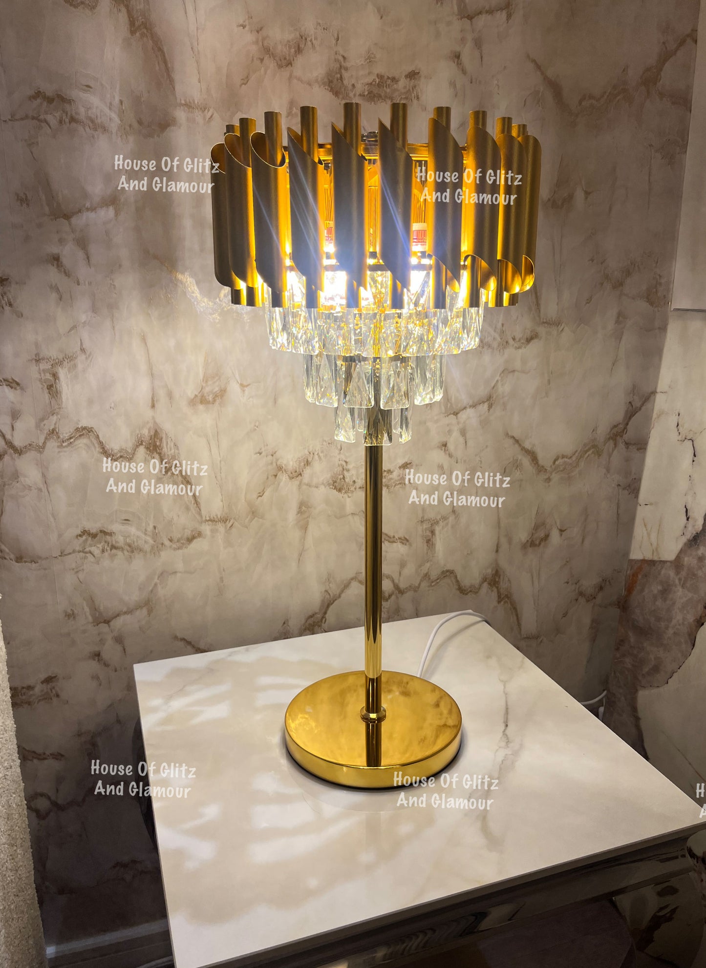 Gold Crystal Table Lamp