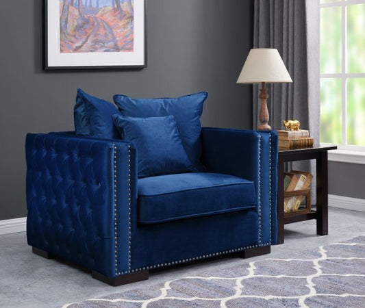 Mayfair Velvet Tufted Chair Royal Blue