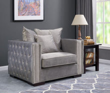 Load image into Gallery viewer, Mayfair Velvet Tufted Chair - Silver