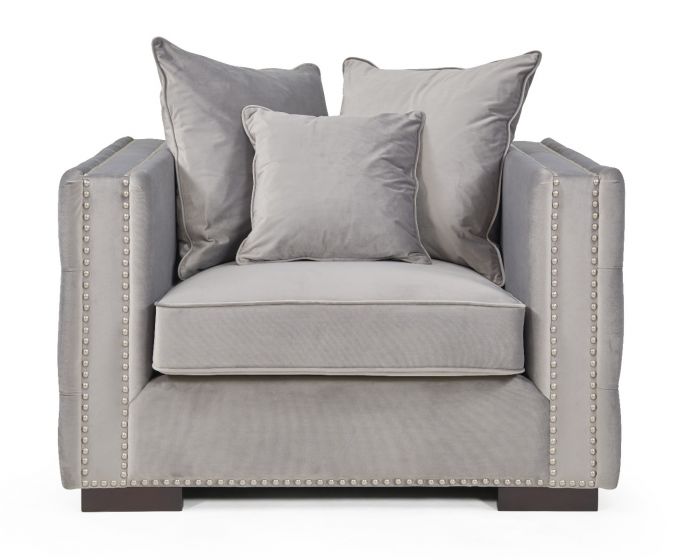 Mayfair Velvet Tufted Chair - Silver
