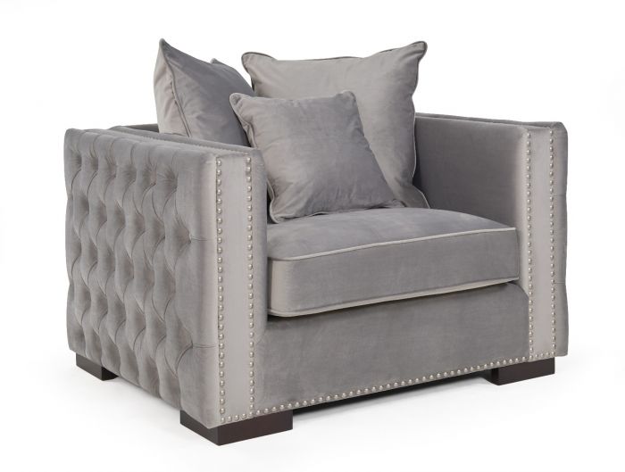 Mayfair Velvet Tufted Chair - Silver