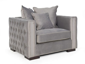 Mayfair Velvet Tufted Chair - Silver