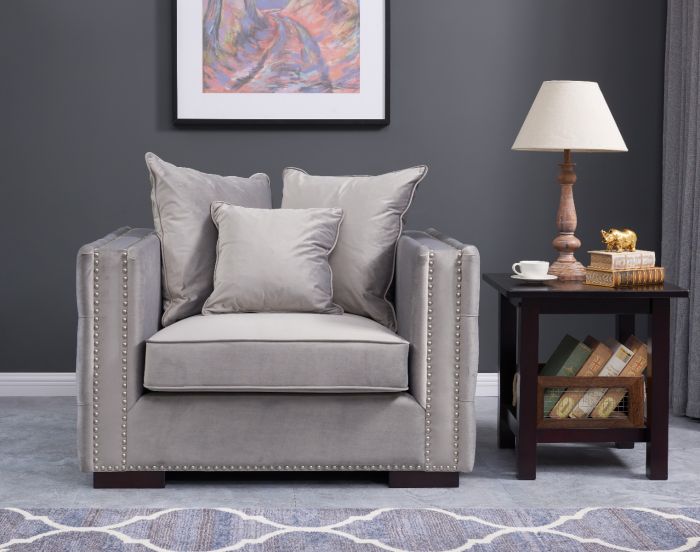 Mayfair Velvet Tufted Chair - Silver