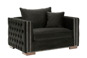 Mayfair Velvet Tufted Snuggle Chair Black