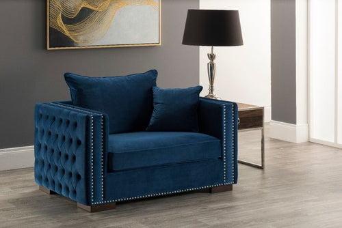 Mayfair Velvet Tufted Snuggle Chair Royal Blue