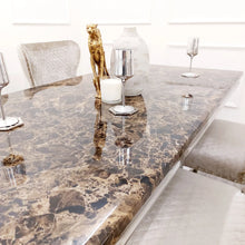 Load image into Gallery viewer, Winsor 1.8 Dining Table with Black/Brown Marble Top