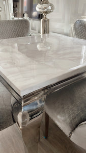 1.0m Louis White Marble & Stainless Steel Dining Table