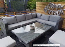 Load image into Gallery viewer, Monte Carlo Rattan Wide Corner Sofa With Rising Dining Table Set In Grey