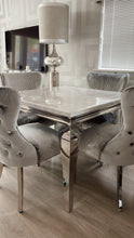 Load image into Gallery viewer, 1.0m Louis White Marble &amp; Stainless Steel Dining Table