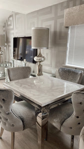 1.0m Louis White Marble & Stainless Steel Dining Table