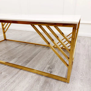 Milano Gold Coffee Table with Polar White Sintered Top