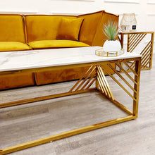 Load image into Gallery viewer, Milano Gold Coffee Table with Polar White Sintered Top