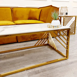 Milano Gold Coffee Table with Polar White Sintered Top