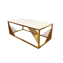 Load image into Gallery viewer, Milano Gold Coffee Table with Polar White Sintered Top