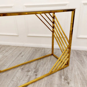 Milano Gold Console Table with Polar White Sintered Top