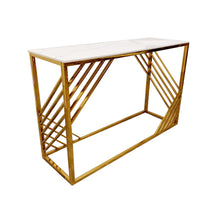 Load image into Gallery viewer, Milano Gold Console Table with Polar White Sintered Top