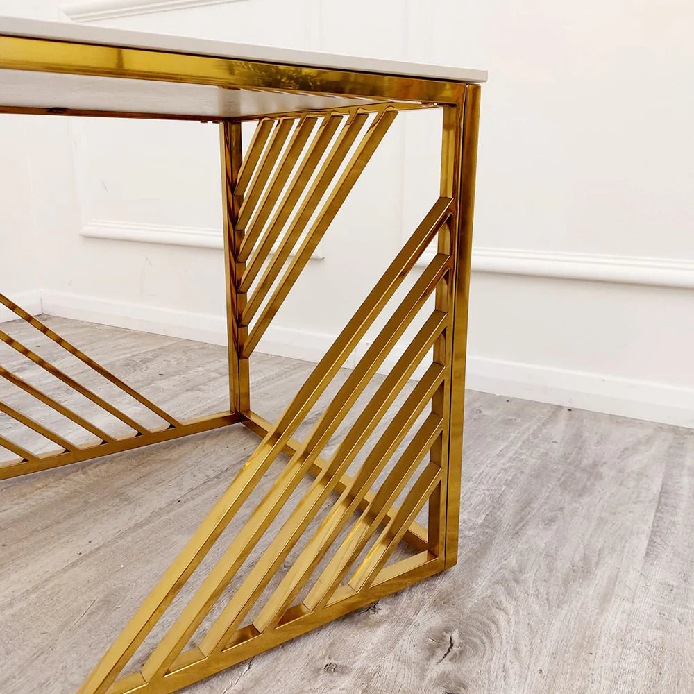 Milano Gold Lamp Table with Polar White Sintered Top