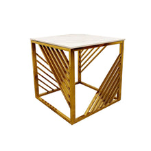 Load image into Gallery viewer, Milano Gold Lamp Table with Polar White Sintered Top