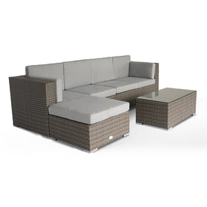 Atlanta Contemporary 4 Seater Rattan Corner Sofa with Large Footstool & Coffee Table