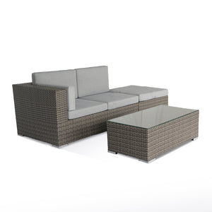 Atlanta Contemporary 4 Seater Rattan Corner Sofa with Large Footstool & Coffee Table