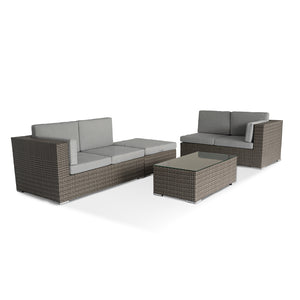 Atlanta Contemporary 4 Seater Rattan Corner Sofa with Large Footstool & Coffee Table