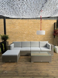 Atlanta Contemporary 4 Seater Rattan Corner Sofa with Large Footstool & Coffee Table