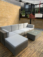 Load image into Gallery viewer, Atlanta Contemporary 4 Seater Rattan Corner Sofa with Large Footstool &amp; Coffee Table
