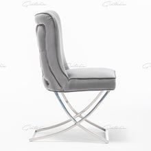 Load image into Gallery viewer, Coco X Leg Tufted Dark Grey Dining Chairs
