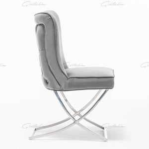 Coco X Leg Tufted Dark Grey Dining Chairs