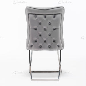 Coco X Leg Tufted Dark Grey Dining Chairs