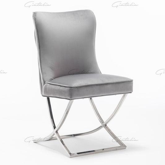 Coco X Leg Tufted Dark Grey Dining Chairs