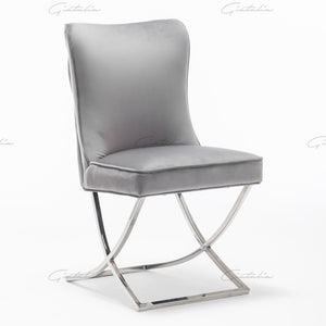 Coco X Leg Tufted Dark Grey Dining Chairs