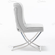 Load image into Gallery viewer, Coco X Leg Light Grey Tufted  Dining Chairs