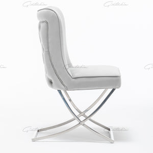 Coco X Leg Light Grey Tufted  Dining Chairs