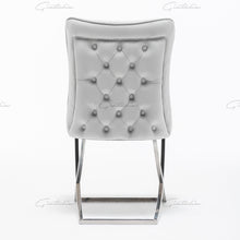 Load image into Gallery viewer, Coco X Leg Light Grey Tufted  Dining Chairs