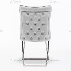 Coco X Leg Light Grey Tufted  Dining Chairs